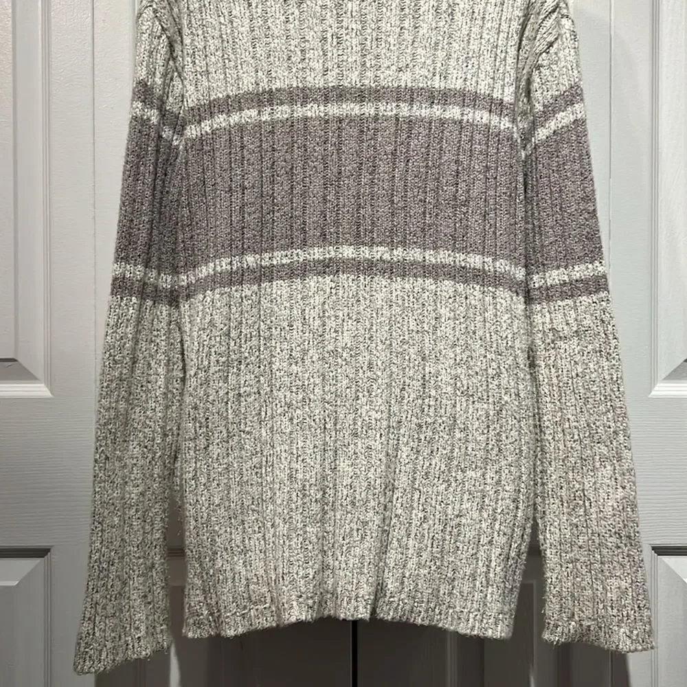Roots Cream/Taupe Cotton V-Neck Long‎ Sleeve Sweater Size M - Picture 8 of 9